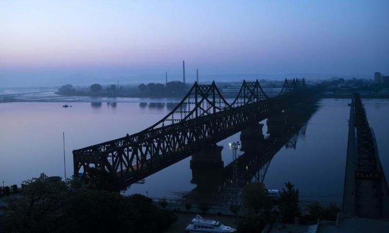 The Friendship Bridge in Dandong between China and North Korea. Before coronavirus restrictions, many North Korean women travelled back and forth across the porous border with China