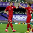 Sorloth (left) celebrates after scoring for Norway against Northern Ireland this month