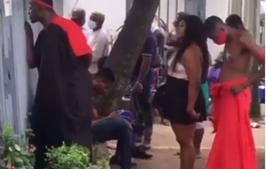 Angry lady storms bank with fetish priest to demand money deducted from her account