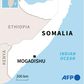 Map of Somalia locating the capital Mogadishu, where gunmen stormed a hotel Sunday