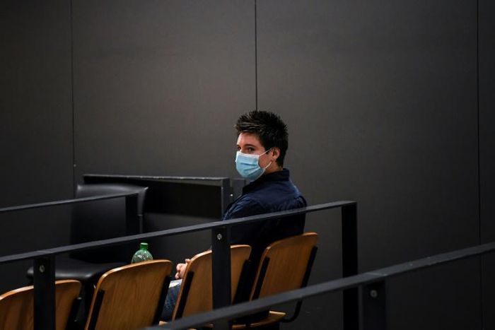 Portuguese whistleblower Rui Pinto waits for the start of his trial in Lisbon