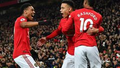Manchester United's Anthony Martial (left), Mason Greenwood (centre) and Marcus Rashford have formed a potent front three since the Premier League's restart
