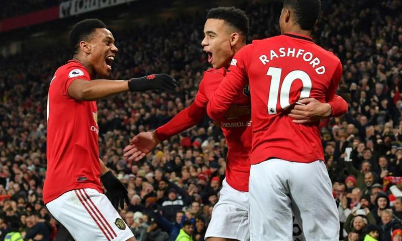 Manchester United's Anthony Martial (left), Mason Greenwood (centre) and Marcus Rashford have formed a potent front three since the Premier League's restart