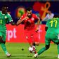 Tunisia star Taha Yassine Khenissi (C) playing against Senegal in a 2019 Africa Cup of Nations semi-final in Egypt
