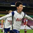 Son Heung-min celebrates his goal against Burnley