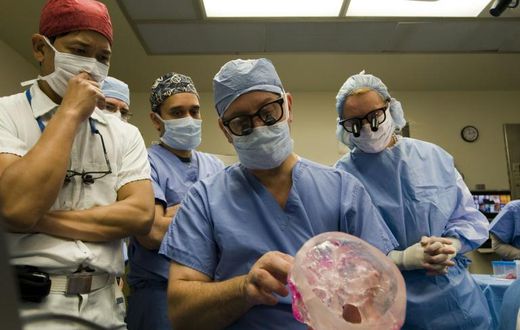 Doctors at the Cleveland Clinic -- (L-R) Dr. Risal Djohan, Dr. Daniel Alam, Dr. Francis Papay and Dr. Maria Siemionow -- completed the operation on Connie Culp in December 2008