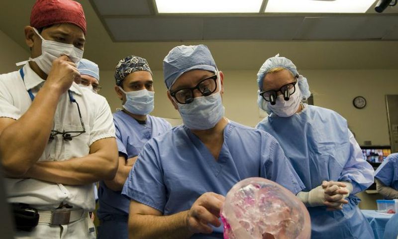 Doctors at the Cleveland Clinic -- (L-R) Dr. Risal Djohan, Dr. Daniel Alam, Dr. Francis Papay and Dr. Maria Siemionow -- completed the operation on Connie Culp in December 2008