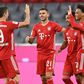 Bayern Munich players celebrate after scoring in their 8-0 rout of Schalke in their Bundesliga season opener