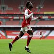 Arsenal's Bukayo Saka celebrates his goal against Sheffield United