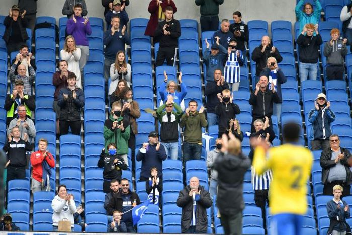 Fans socially distanced at the pre-season friendly between Brighton and Chelsea