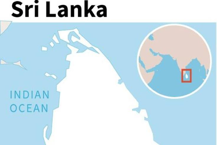 Map locating a stricken oil tanker off the coast of Sri Lanka
