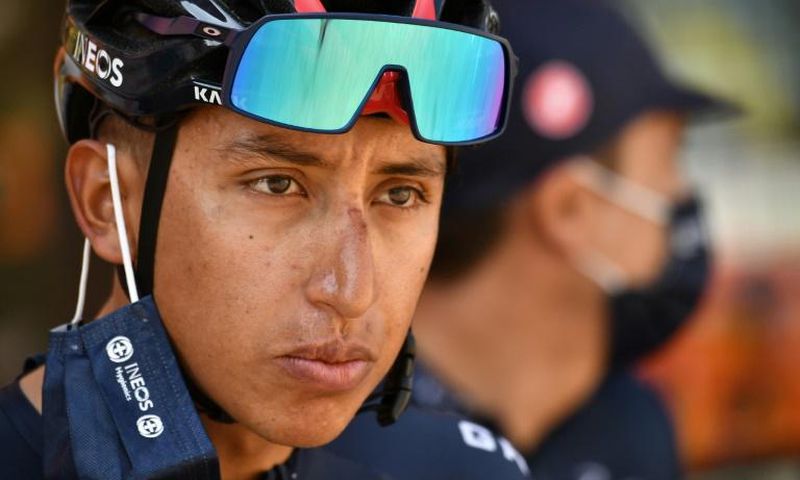 Egan Bernal prepares to start Tuesday's 16th stage of the Tour de France -- it would prove to be his last effort in the 2020 edition having won last year