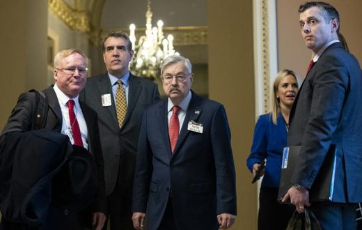 Terry Branstad (centre) became US ambassador to China in May 2017