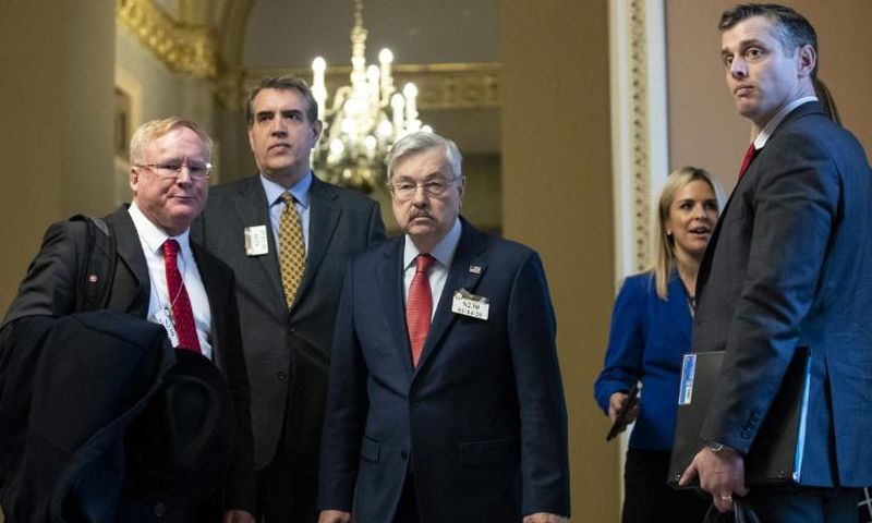 Terry Branstad (centre) became US ambassador to China in May 2017