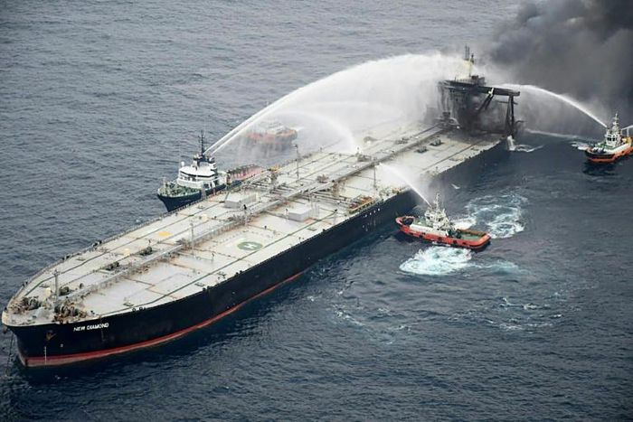 A blaze on the oil tanker New Diamond was finally brought under control on Wednesday, the Sri Lankan navy said