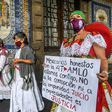 Supporters of Mexican President Andres Manuel Lopez Obrador hold a protest to call for his predecessors to face trial over corruption allegations