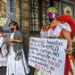 Supporters of Mexican President Andres Manuel Lopez Obrador hold a protest to call for his predecessors to face trial over corruption allegations