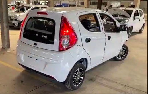One of the electronic vehicles at the workshop