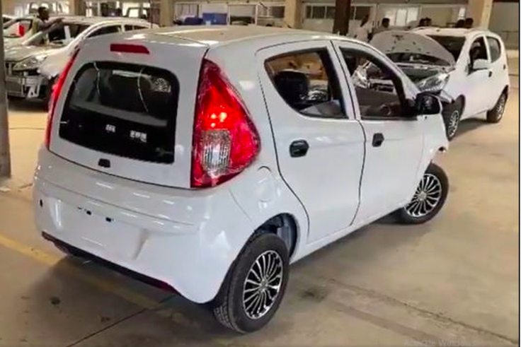 One of the electronic vehicles at the workshop