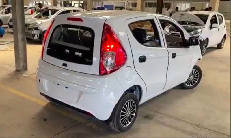 One of the electronic vehicles at the workshop