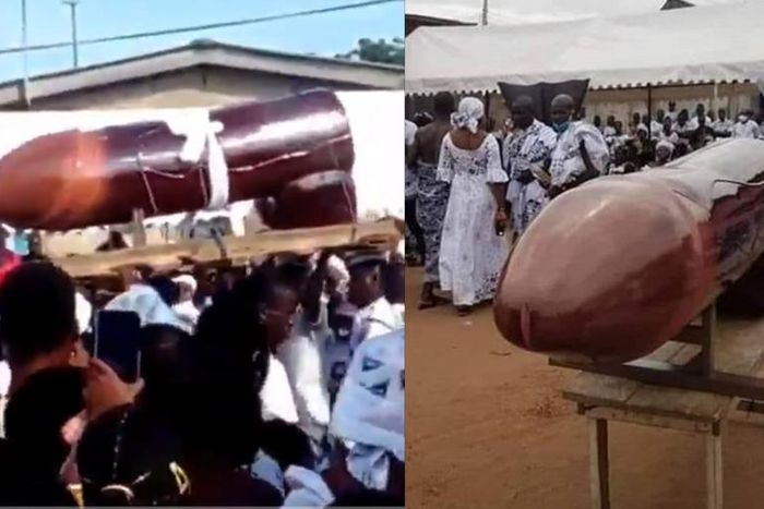 Video of dead person being buried in penis-shaped coffin in Ghana gets people talking (video)