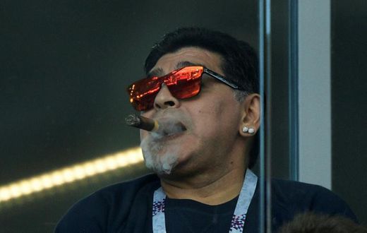 Argentina football great Diego Maradona, pictured at the 2018 World Cup in Russia, has always lived a life of excess
