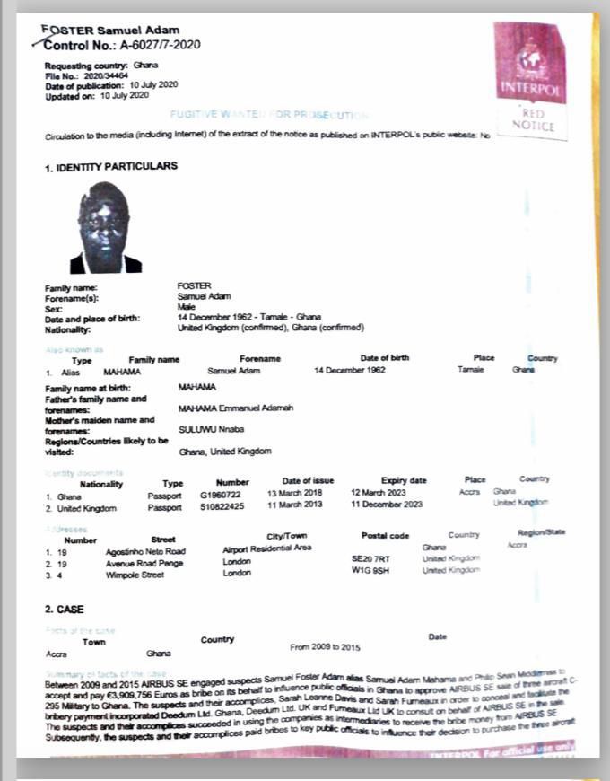 Interpol issues arrest for Samuel Adam Mahama over Airbus scandal