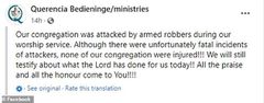 Church member kills 2 armed robbers as 3 of them invade the house of God