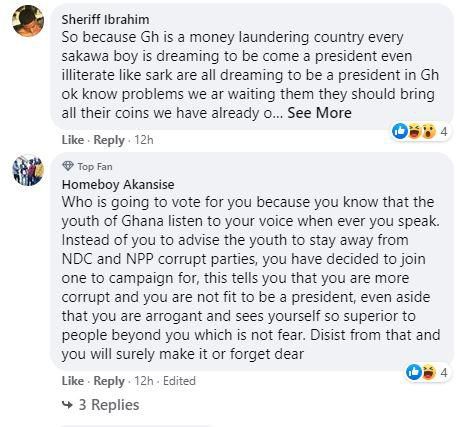 Fans react to Sarkodie's presidential ambition