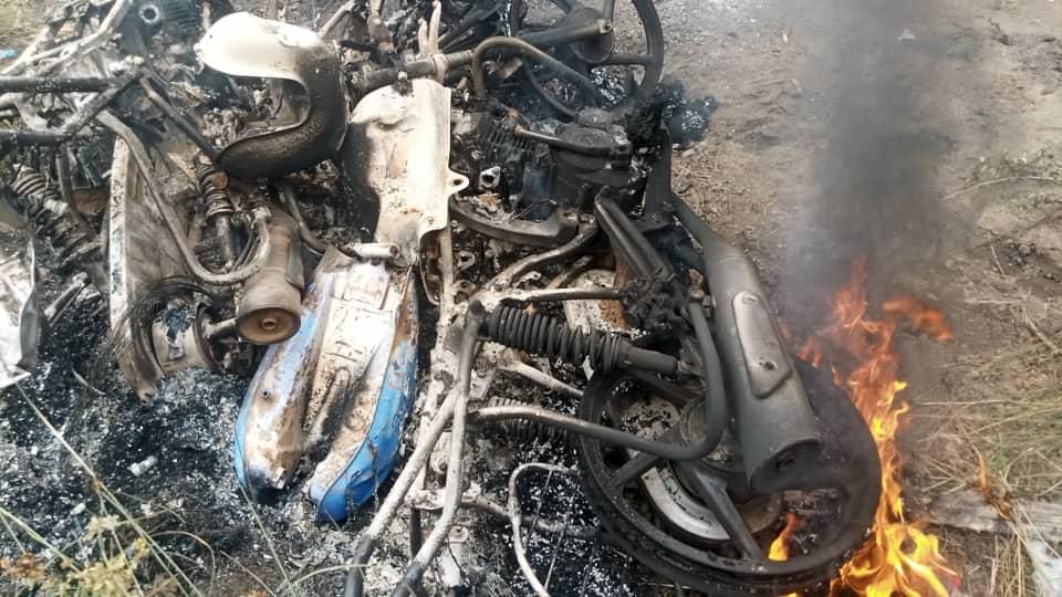 Thugs burn motorbikes at Christ registration center in the Awutu Senya East constituency