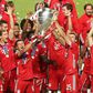 Bayern Munich players celebrate after winning the UEFA Champions League final against Paris Saint-Germain in Lisbon.