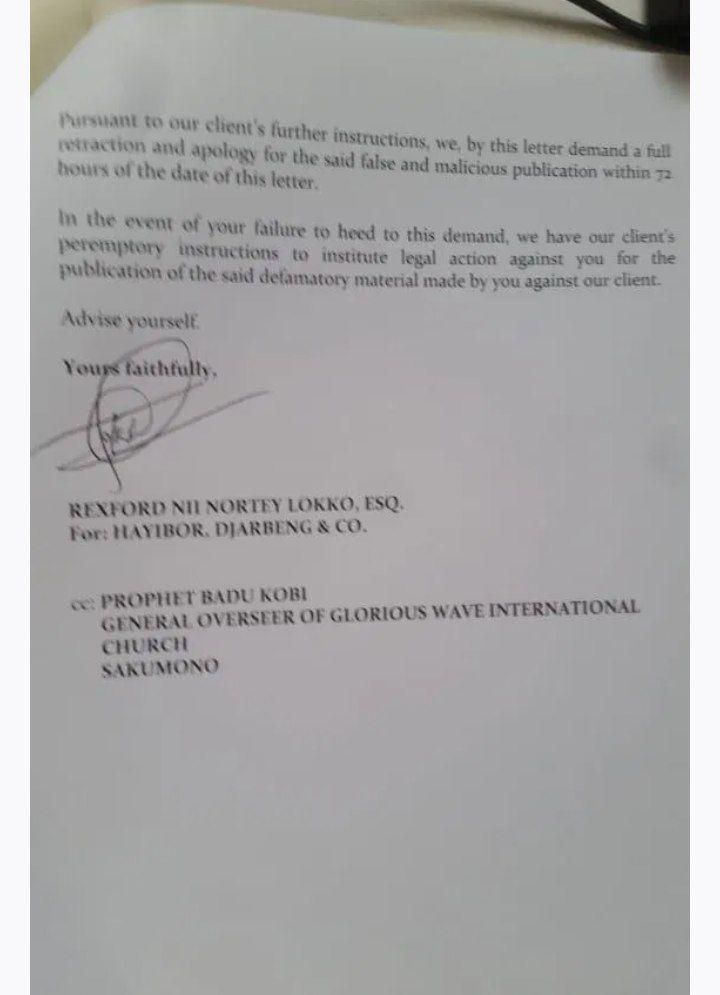 Retract and apologize or face legal action - Prophet Badu Kobi to Nana Tonardo