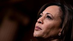 File photo of Senator Kamala Harris (D-CA) as she listens during a press conference during the impeachment trial of US President Donald Trump on Capitol Hill January 31, 2020, in Washington, DC.