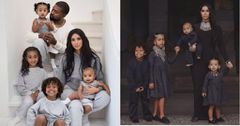 Kanye West with Kim Kardashian and their children