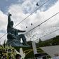 Doves fly during a ceremony marking the 75th anniversary of the atomic bombing of Nagasaki, at the city's Peace Park