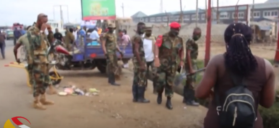 Police and military personnel stormed Dome and Agbogbloshie to enforce safety protocols