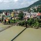Lakshman Jhula is a footbridge over the Ganges river in India, made famous by the Beatles in the 1960s