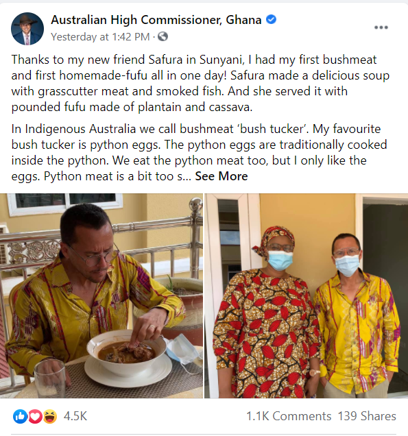 High Commissioner 's Facebook post