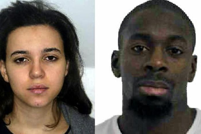 Photo montage published by the French police Janvier 9 2015 of Amedy Coulibaly and his partner Hayat Boumedienne