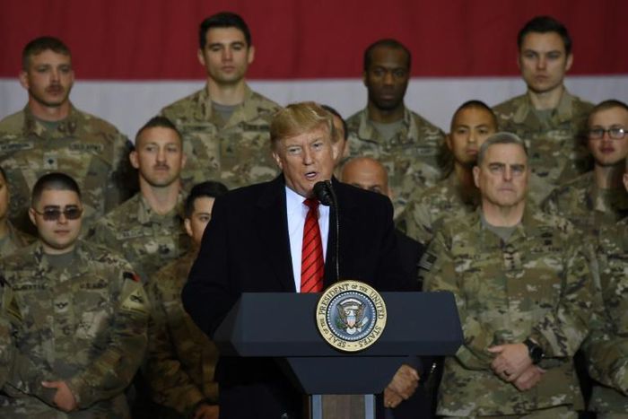 President Donald Trump made a surprise Thanksgiving day visit to US troops in Afghanistan last year