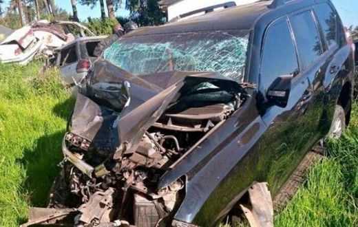 The car in which Jubilee Party Secretary-General Raphael Tuju was travelling in when he was involved in an accident along the Nairobi-Nakuru Highway on February 12, 2020