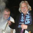 Egon Gindorf sharing his split pea soup with Strasbourg fans before a match with Bastia in 2003
