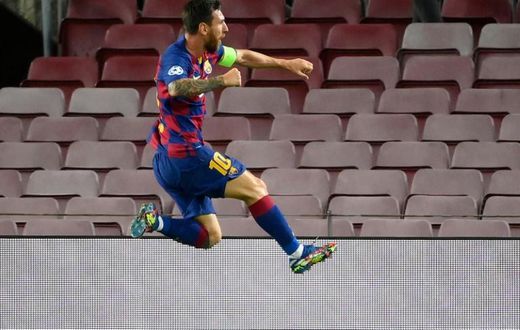 Lionel Messi celebrates scoring for Barcelona in last Saturday's win over Napoli to set up their Champions League quarter-final clash with Bayern Munich.