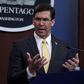 US Defense Secretary Mark Esper (pictured in Washington on March 4, 2020) accused China of 'destabilising' the Pacific region