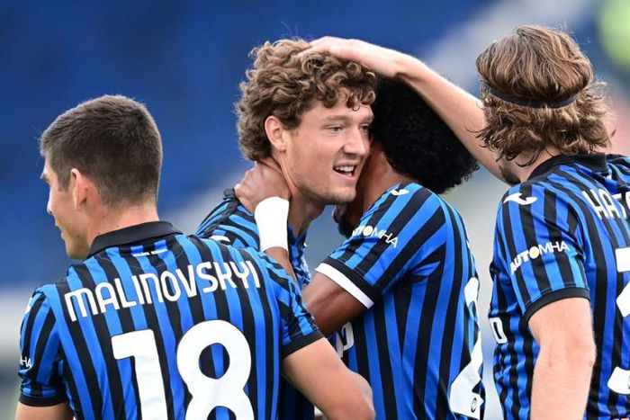 Dutch forward Sam Lammers (2ndL) scored for Atalanta who have 13 goals from three games this campaign.