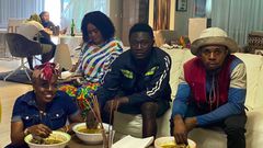 Nana Aba Anamoah and her hawker friends having lunch