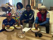 Nana Aba Anamoah and her hawker friends having lunch
