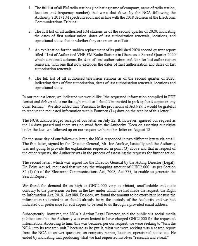 Media Foundation for West Africa accuses NCA of bias and abuse of the Right To Information Law