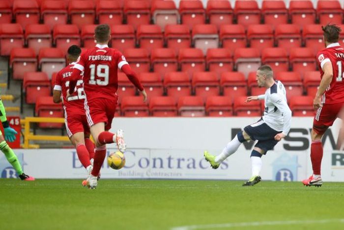 Ryan Kent (second right) scored the only goal of the game in Rangers' 1-0 win at Aberdeen