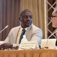 Akon said he told architect Hussein Bakri -- pictured to his left at the press conference -- "I need a building that looks like a statue that you can take home... like real African sculptures that they make in the villages"